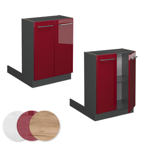 Vicco Isola cucina Rosso bordeaux lucido 60 cm senza piano di lavoro