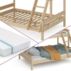 Vitalispa Letto a castello Legno naturale 140x200 / 90x200 cm con 2 materassi