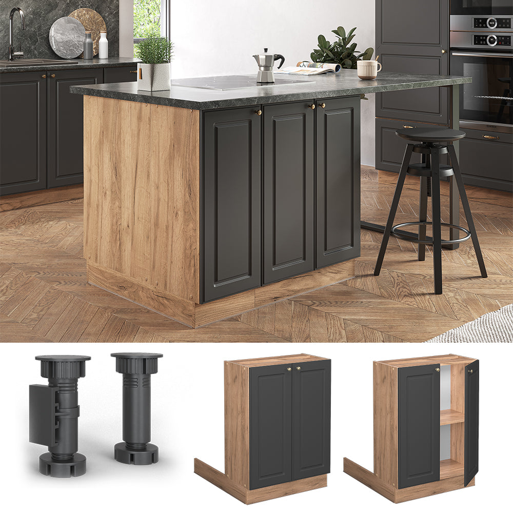 Vicco Isola cucina Antracite-oro 60 cm senza piano di lavoro