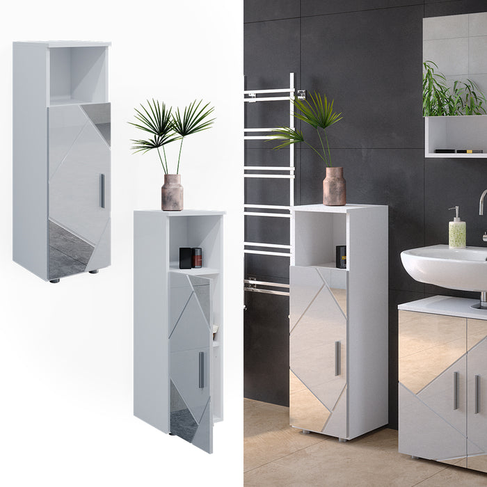 Vicco Mobiletto bagno Bianco lucido con inserti 30 x 95 cm