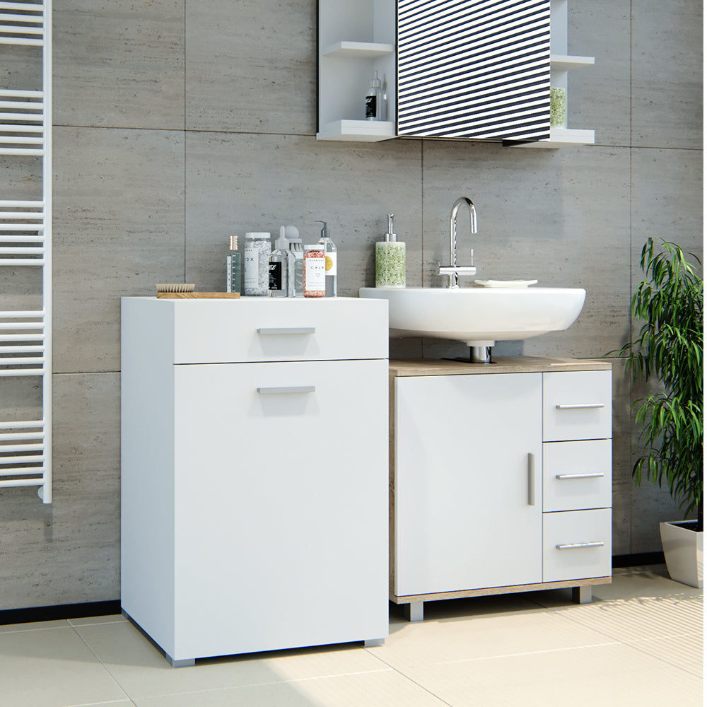 Vicco Armadietto da bagno con portabiancheria Bianco 50 x 78.5 cm