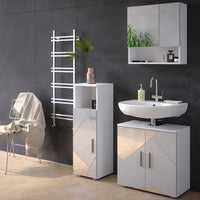 Vicco Mobiletto bagno Bianco lucido con inserti 30 x 95 cm