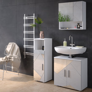 Vicco Mobiletto bagno Bianco lucido con inserti 30 x 95 cm