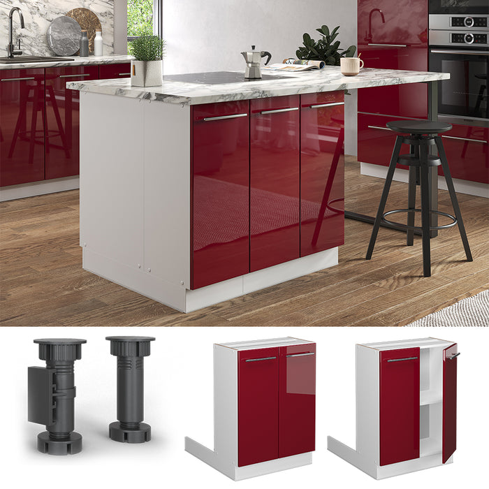 Vicco Isola cucina Rosso bordeaux lucido 60 cm senza piano di lavoro