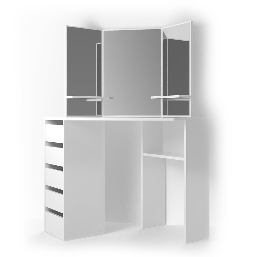 Vicco Tavolo da trucco ad angolo Bianco 110 cm