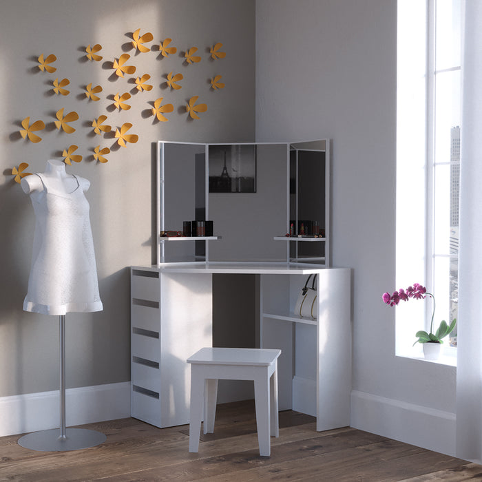 Vicco Tavolo da trucco ad angolo Bianco 110 cm