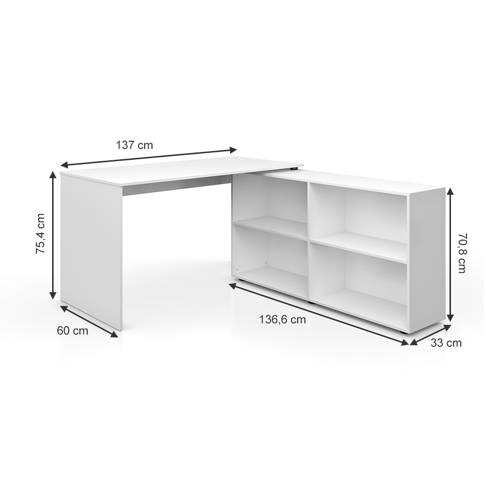 Vicco Scrivania angolare Bianco 137 x 60 cm
