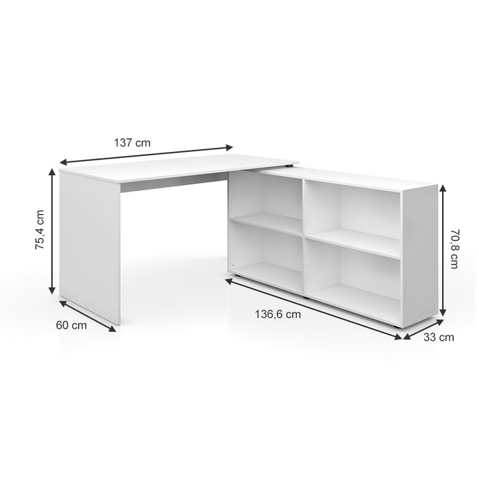 Vicco Scrivania angolare Bianco 137 x 60 cm