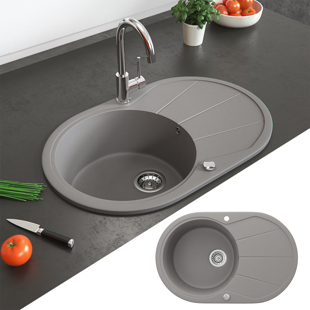 Bergström Lavello Calcestruzzo 78 x 50 cm Rotondo con posto per asciugare