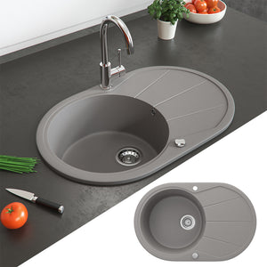 Bergström Lavello Calcestruzzo 78 x 50 cm Rotondo con posto per asciugare