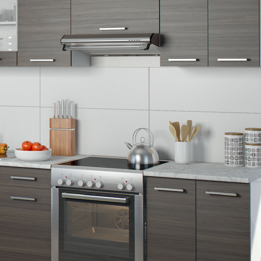 Vicco Mobile da cucina Grigio nobile 240 cm , PL Marmo con striscia LED