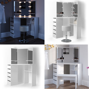 Vicco Tavolo da trucco ad angolo Bianco 110 cm