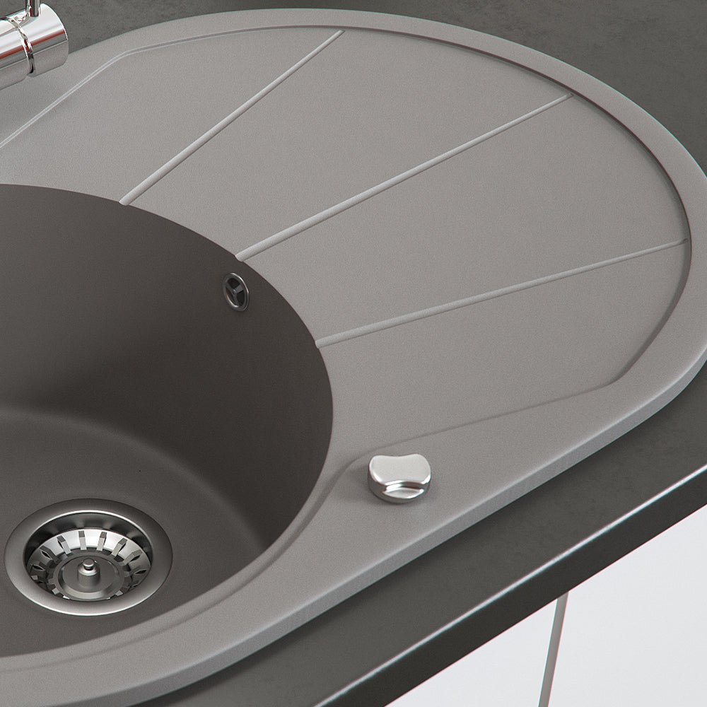 Bergström Lavello Calcestruzzo 78 x 50 cm Rotondo con posto per asciugare