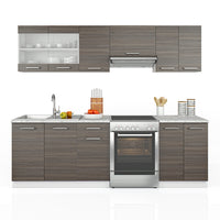 Vicco Mobile da cucina Grigio nobile 240 cm , PL Marmo con striscia LED