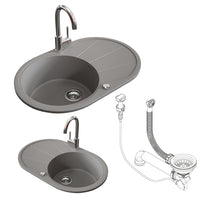 Bergström Lavello Calcestruzzo 78 x 50 cm Rotondo con posto per asciugare