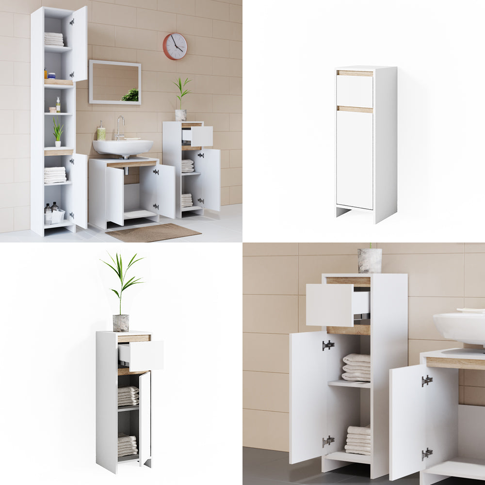 Vicco Mobiletto bagno Bianco/Sonoma 30 x 95 cm