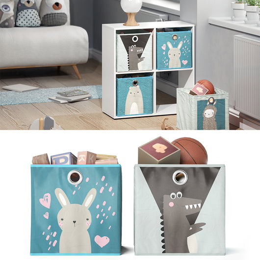 Vicco Scatola pieghevole Grigio-blu 30 x 30 cm Set di 2