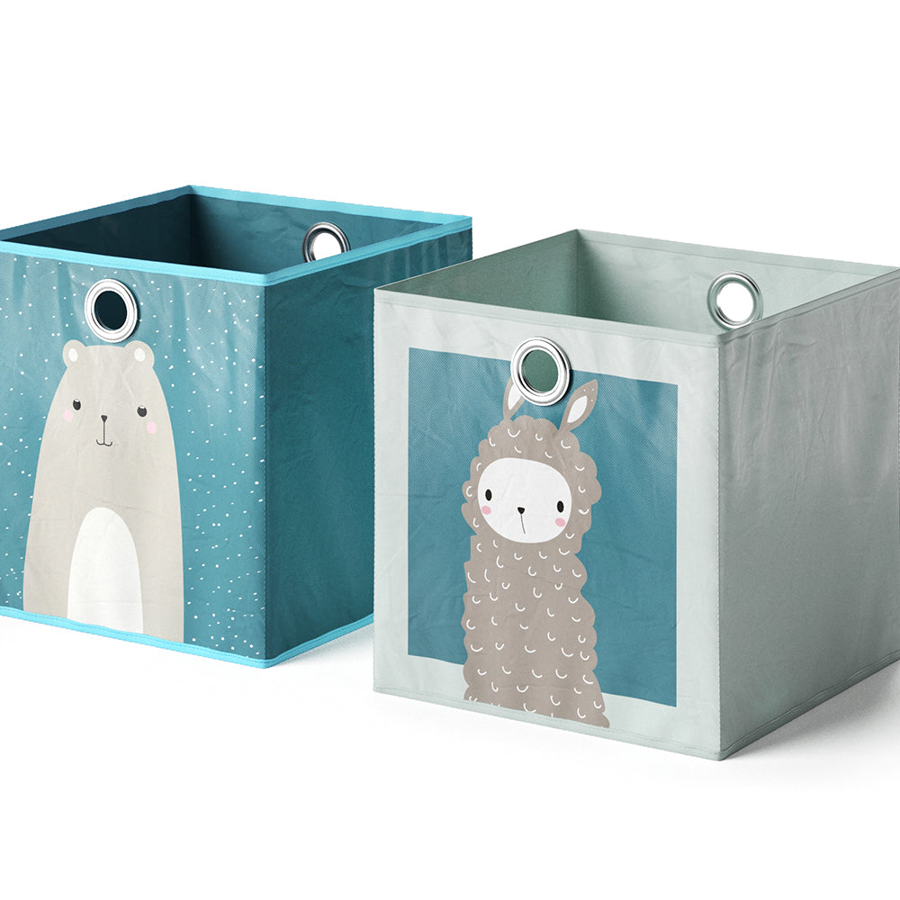 Vicco Scatola pieghevole Grigio-blu 30 x 30 cm Set di 2