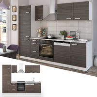 Vicco Cucina componibile Grigio prezioso/bianco 270 cm senza piano di lavoro con striscia LED