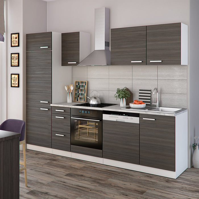 Vicco Cucina componibile Grigio prezioso/bianco 270 cm senza piano di lavoro