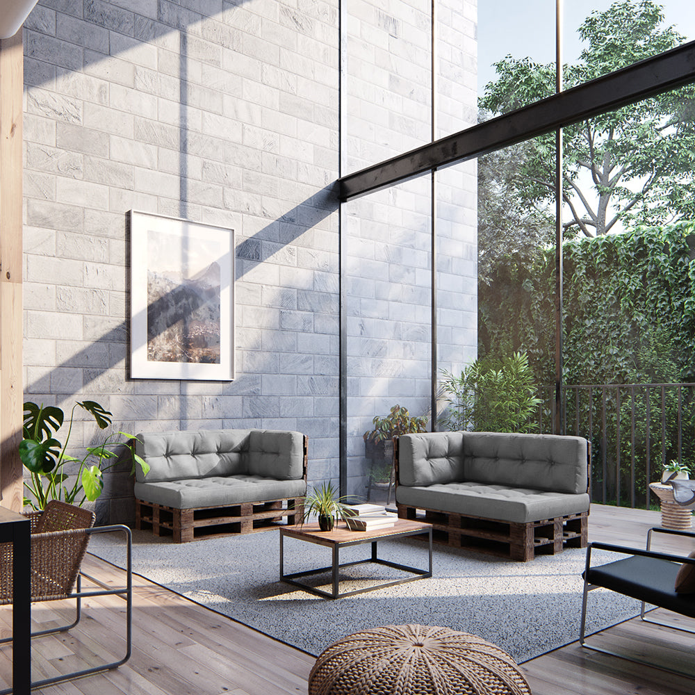 Vicco Set di cuscini per pallet Grigio 2 parti