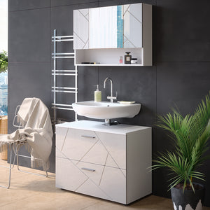 Vicco Set mobili bagno Bianco lucido 2 parti, mobile base 80 cm