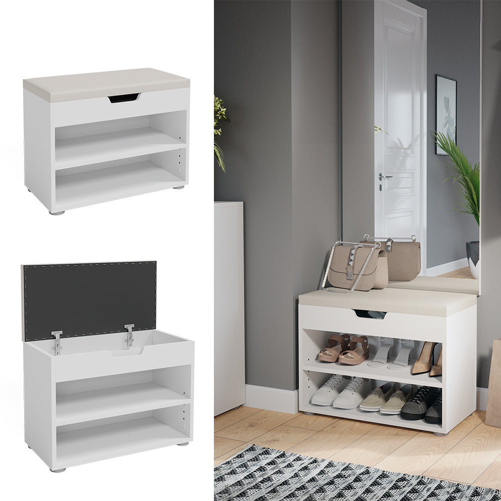 Vicco Panca scarpiera da ingresso Bianco 60 x 45 cm