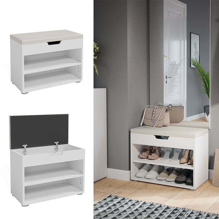 Vicco Panca scarpiera da ingresso Bianco 60 x 45 cm