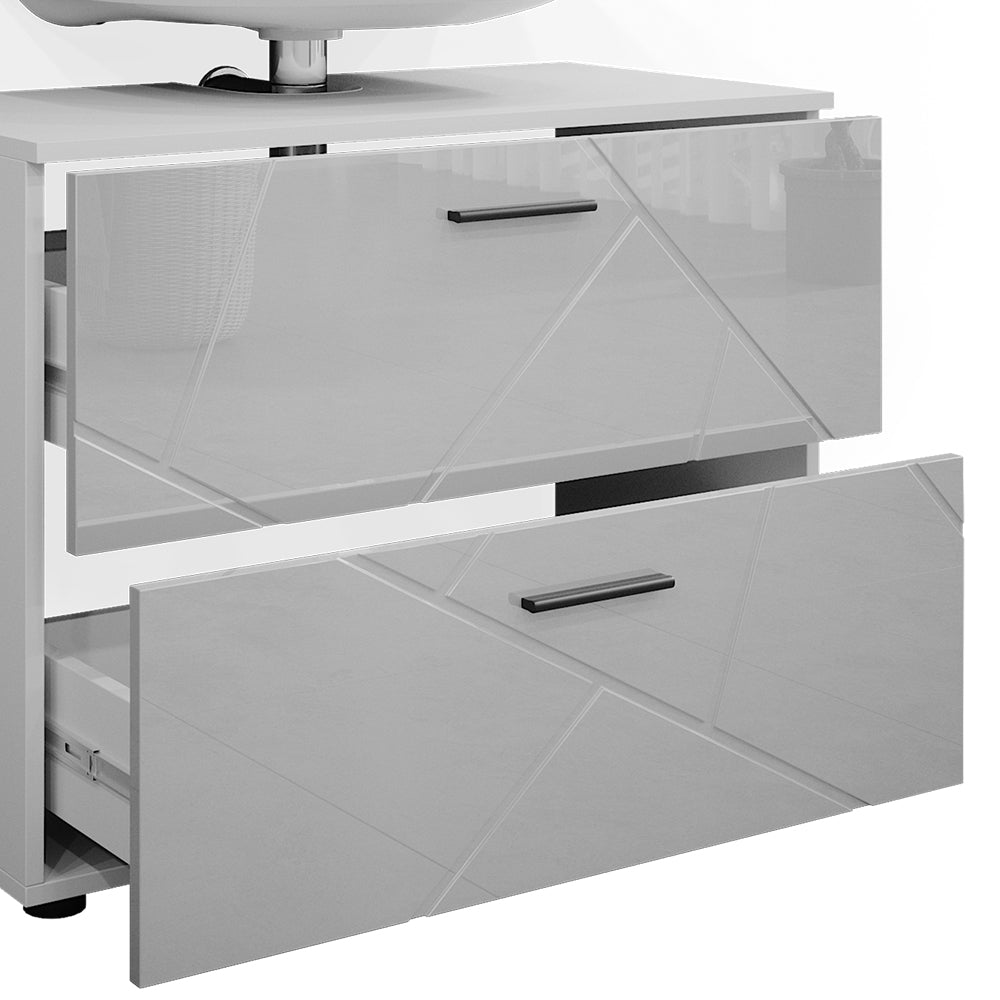 Vicco Set mobili bagno Bianco lucido 2 parti, mobile base 80 cm