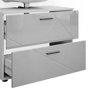 Vicco Set mobili bagno Bianco lucido 2 parti, mobile base 80 cm