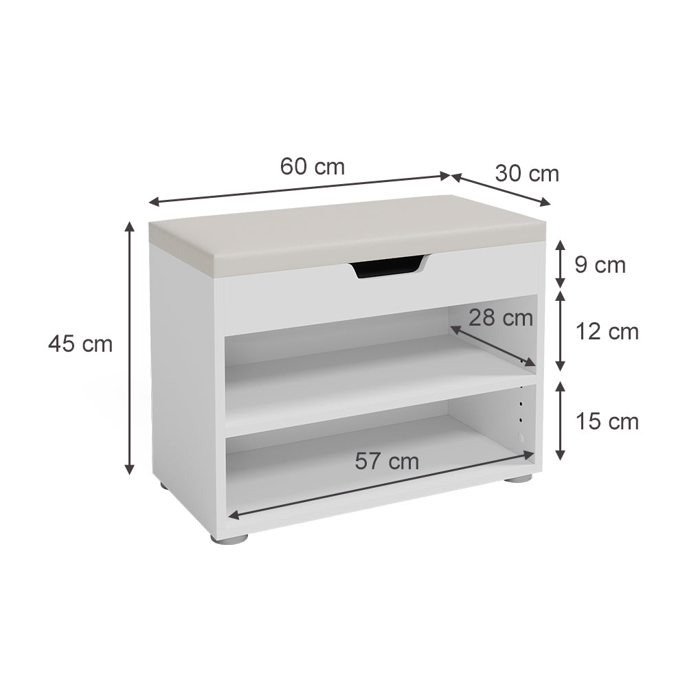 Vicco Panca scarpiera da ingresso Bianco 60 x 45 cm