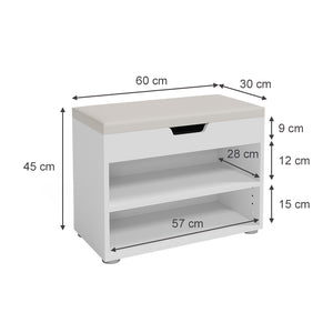 Vicco Panca scarpiera da ingresso Bianco 60 x 45 cm