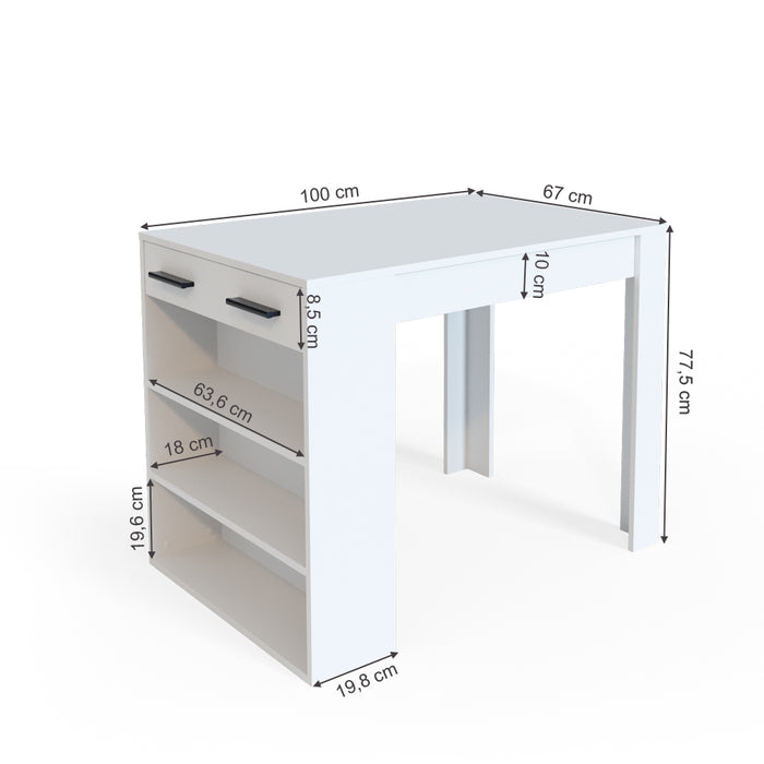 Vicco Tavolo da pranzo Bianco 67 x 100 cm