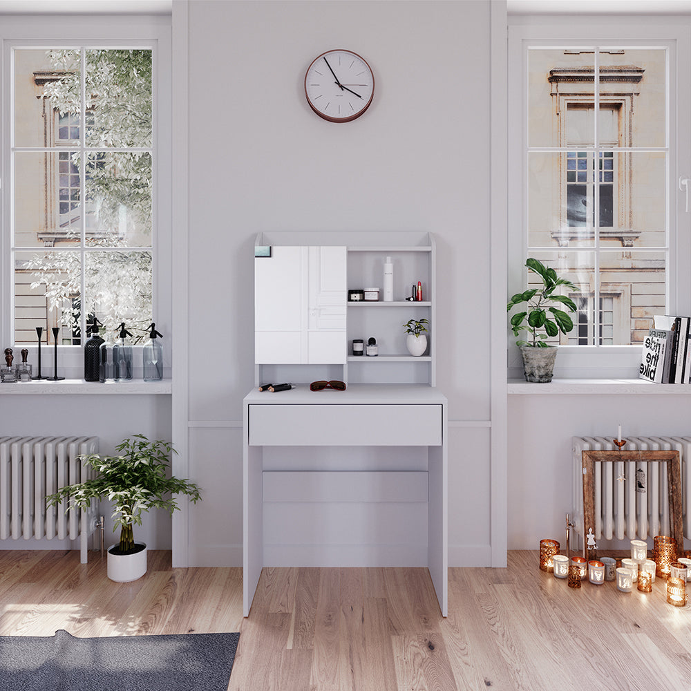 Comodino Vicco bianco, con specchio, 70 cm