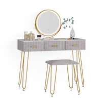 Vicco Tavolo da toeletta Grigio 100 cm con illuminazione LED e sgabello