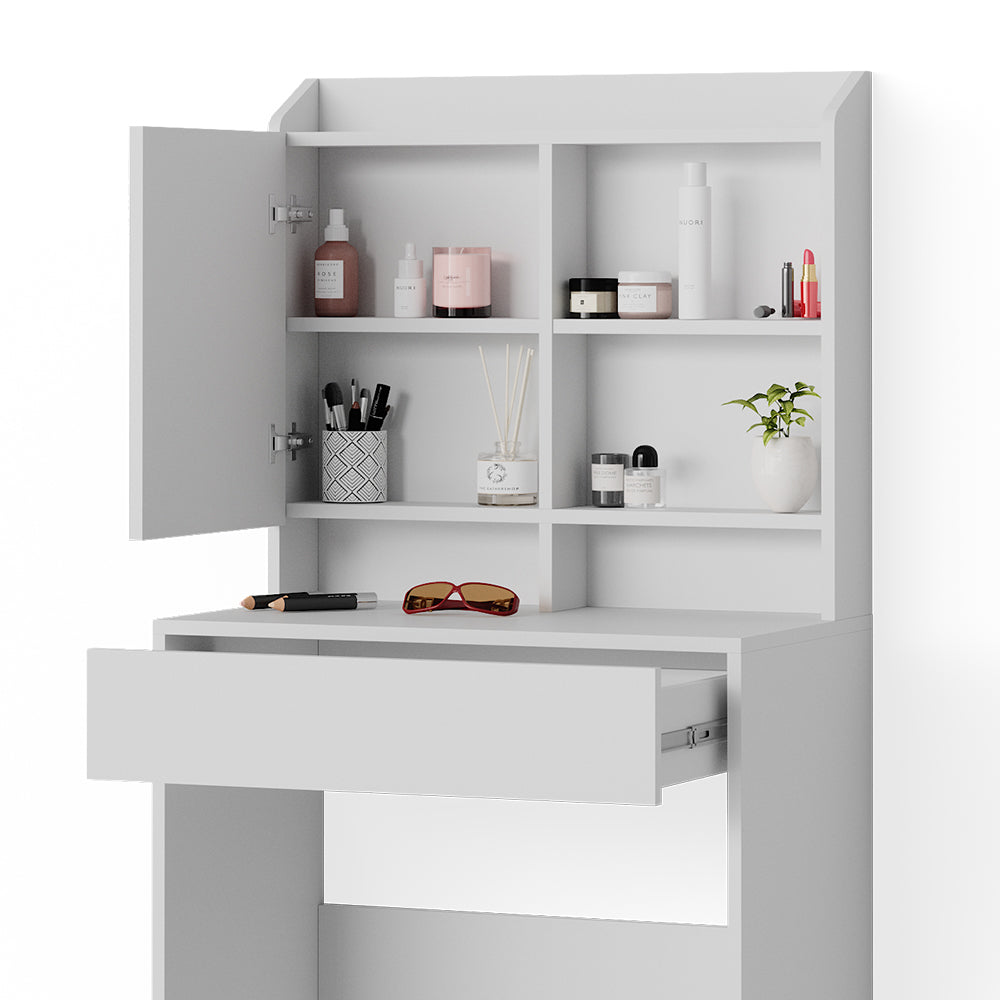 Comodino Vicco bianco, con specchio, 70 cm