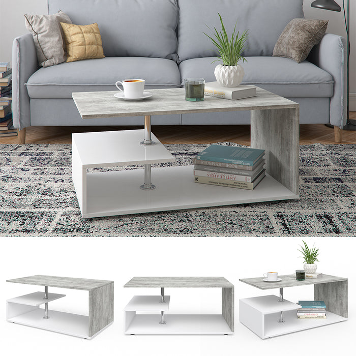 Vicco Tavolino da salotto Cemento/Bianco 91 x 52,6 cm