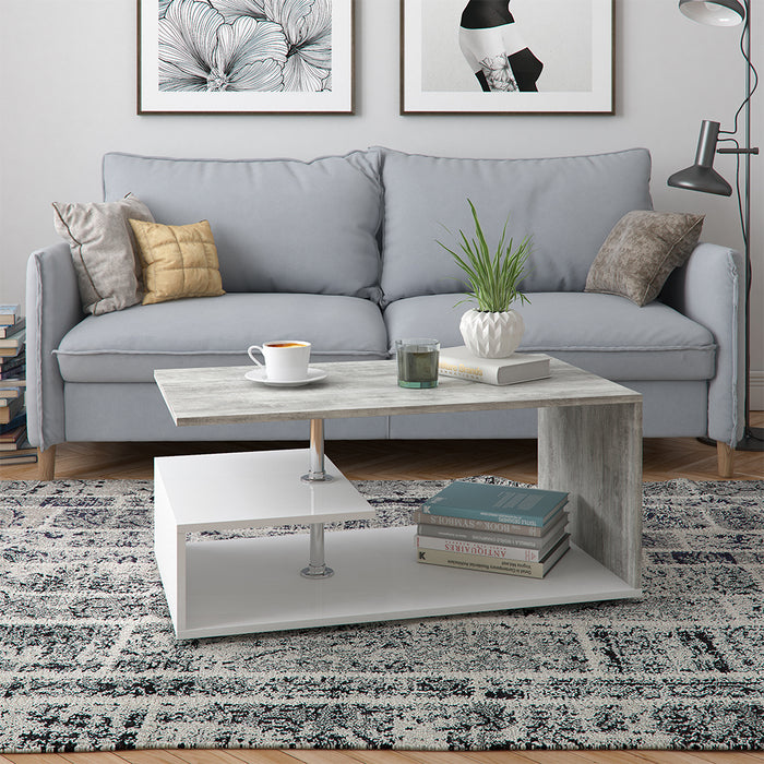 Vicco Tavolino da salotto Cemento/Bianco 91 x 52,6 cm