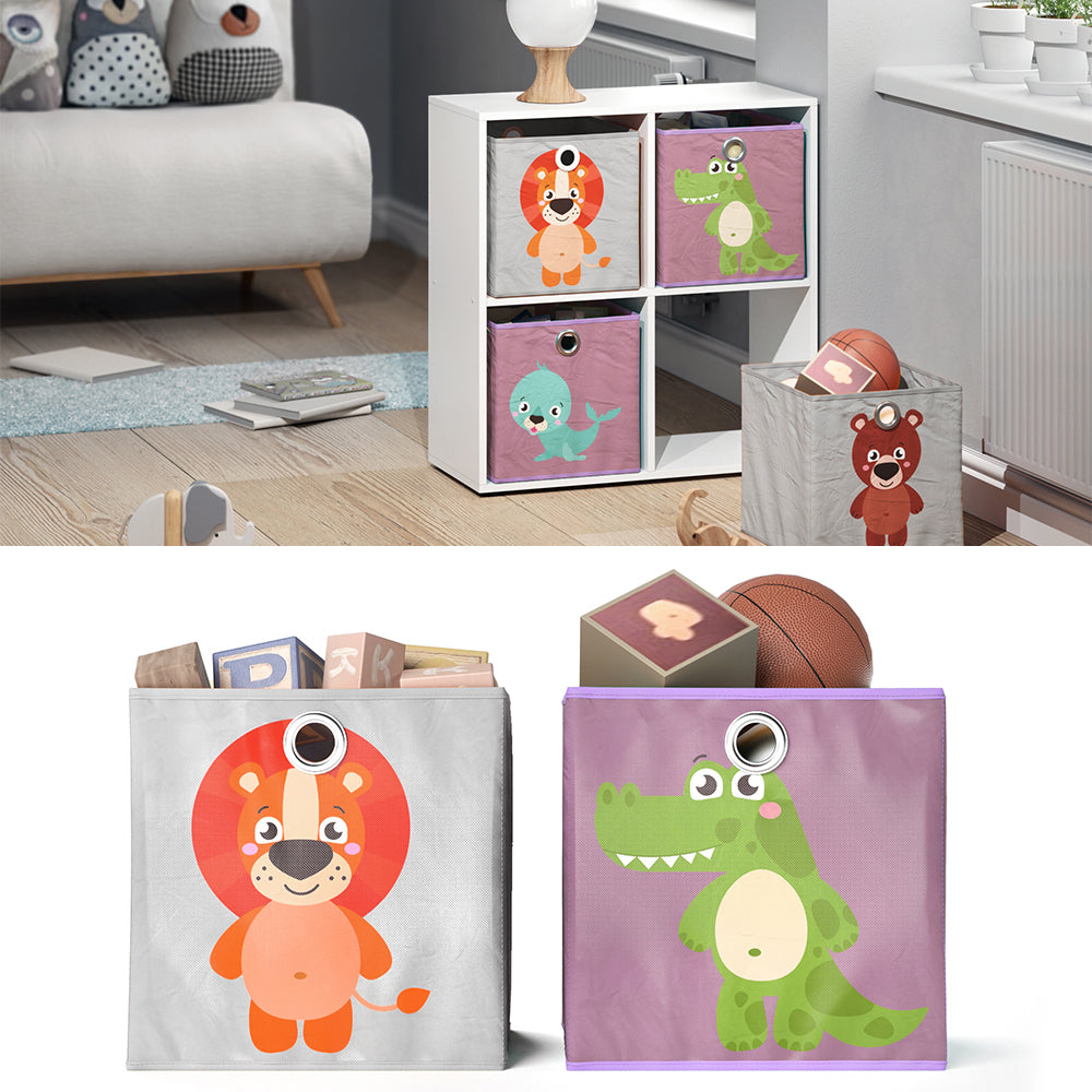 Vicco Scatola pieghevole Grigio/viola 30 x 30 cm Set di 2