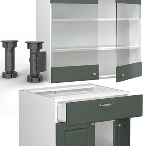 Vicco Cucina completa Verde-oro Country House/Bianco 140 cm , PL Marmo