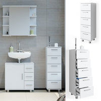 Vicco Cassettiera da bagno Bianco 30 x 95 cm