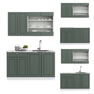 Vicco Cucina completa Verde-oro Country House/Bianco 140 cm , PL Antracite