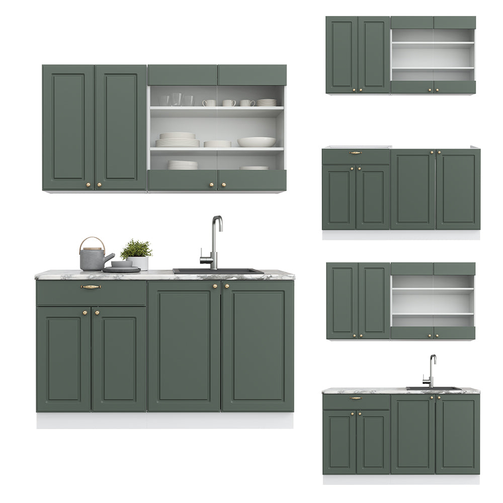 Vicco Cucina completa Verde-oro Country House/Bianco 140 cm , PL Rovere