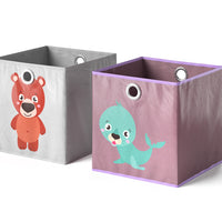 Vicco Scatola pieghevole Grigio/viola 30 x 30 cm Set di 2