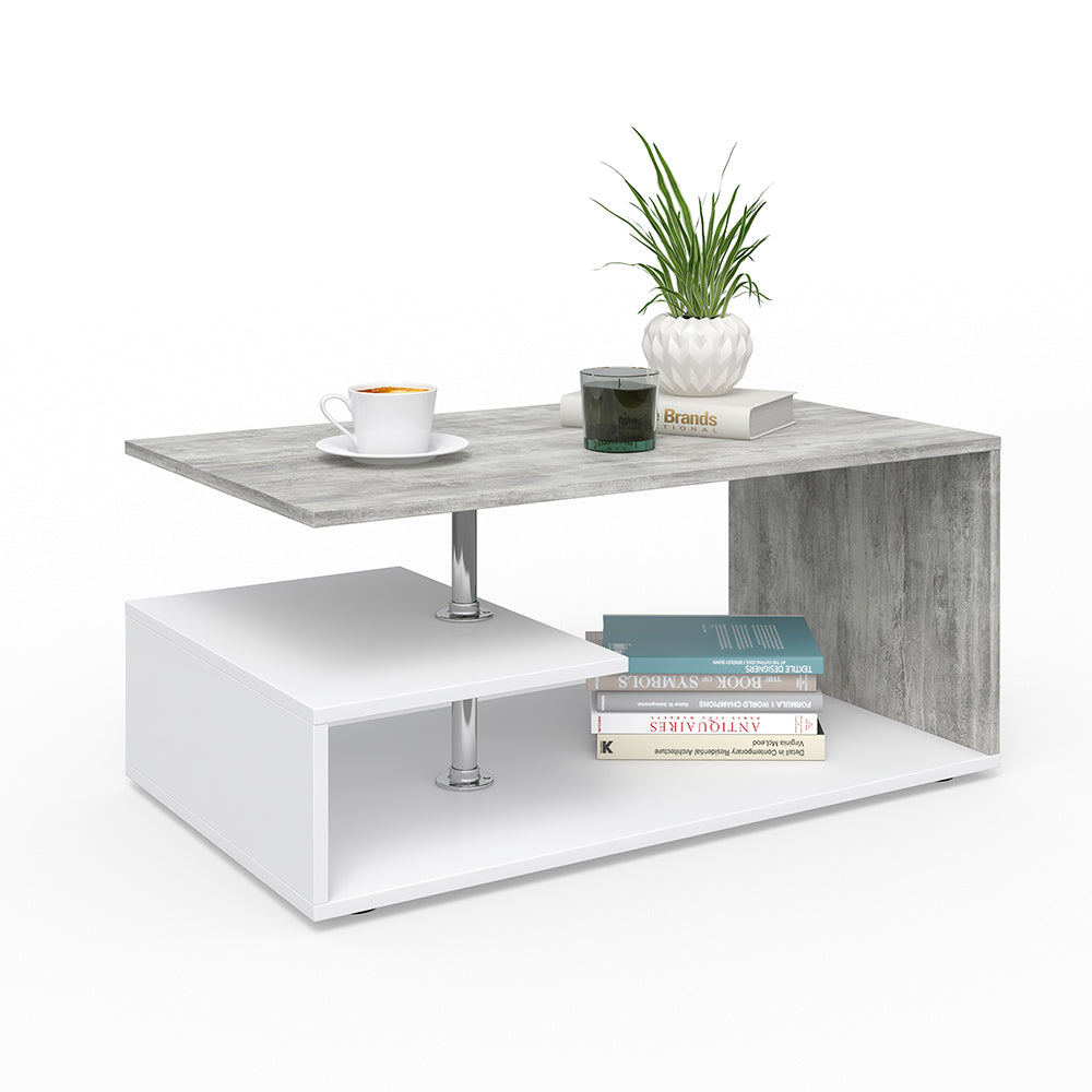 Vicco Tavolino da salotto Cemento/Bianco 91 x 52,6 cm