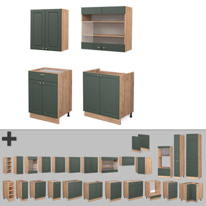Vicco Cucina completa Quercia verde-oro Country/oro Power 140 cm , PL Antracite