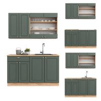 Vicco Cucina completa Quercia verde-oro Country/oro Power 140 cm , PL Rovere