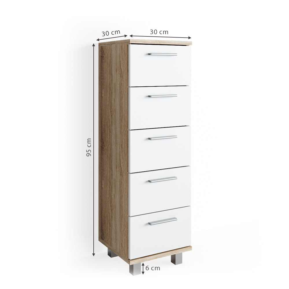 Vicco Cassettiera da bagno Sonoma 30 x 95 cm
