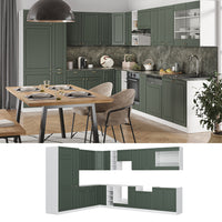 Vicco Cucina angolare completa Verde-oro Country House/Bianco 347 x 257 cm , PL Rovere