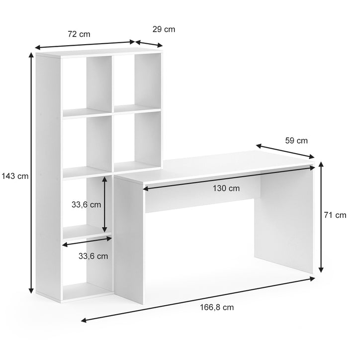 Vicco Scrivania con ripiani Bianco 166.8 x 59 cm